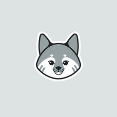 Wolf logo, cute kind character. Vector illustration in cartoon style.