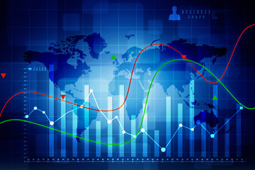 Fototapeta na wymiar 2d rendering Stock market online business concept. business Graph 