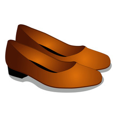 Brown Ladies Shoes - Cartoon Vector Image