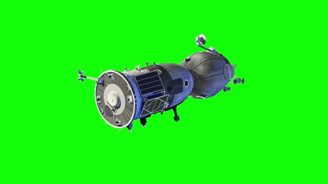4K. Spacecraft Deploys Solar Panels. Green Screen. 3D Animation. 3840x2160.
