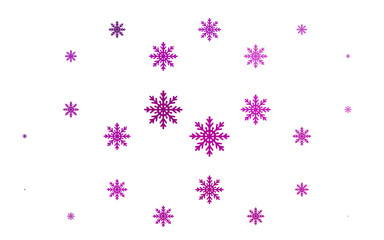 Fototapeta na wymiar Light Purple vector layout with bright snowflakes. Blurred decorative design in xmas style with snow. The pattern can be used for year new websites.