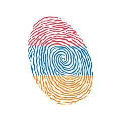 Fototapeta na wymiar Fingerprint vector colored with the national flag of Armenia
