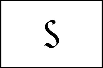 Naklejka premium Roman rustic calligraphy font, capitals. S letter. Vector black letters isolated on white background