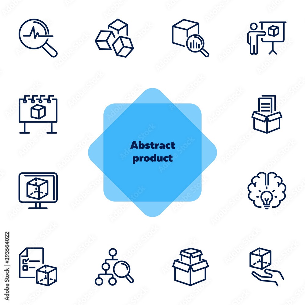 Poster abstract product line icon set. data structure, good idea, complex solution. business concept. can b