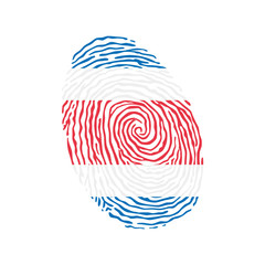 Fototapeta na wymiar Fingerprint vector colored with the national flag of Costa Rica