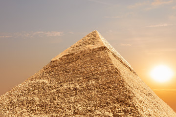 Obraz na płótnie Canvas The Pyramid of Khafre in Giza, Egypt, detailed view