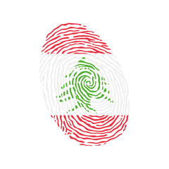 Fototapeta na wymiar Fingerprint vector colored with the national flag of Lebanon