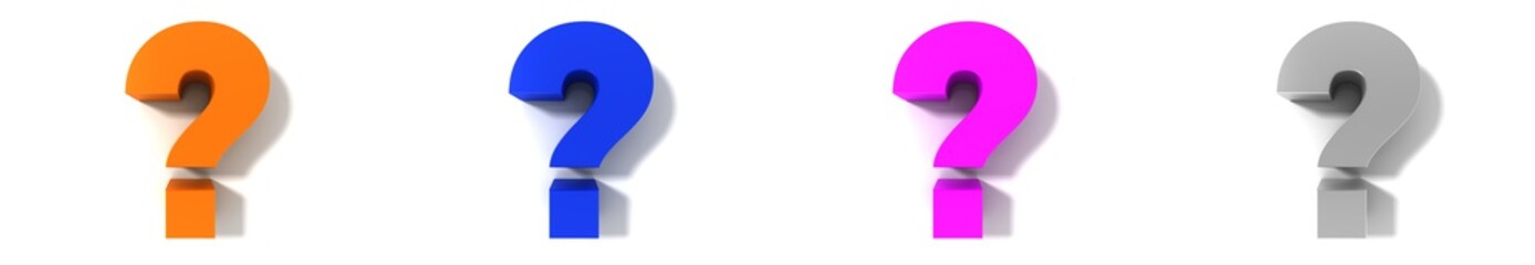 question mark 3d icon set interrogation points punctuation marks orange blue pink gray