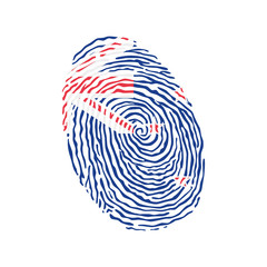 Fototapeta na wymiar Fingerprint vector colored with the national flag of New Zealand