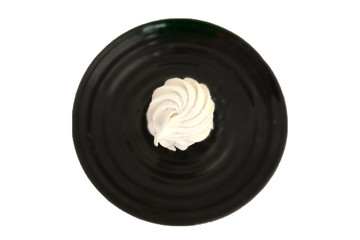 Meringue Marshmallow or Zephyr. View from above. sweet homemade low-calorie marshmallows or zephyr. dessert image.