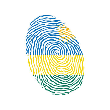 recommend clip art: Fingerprint vector colored with the national flag of Rwanda