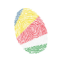 Fingerprint vector colored with the national flag of Seychelles