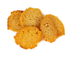 bruschetta (bread) chips isolated on white background