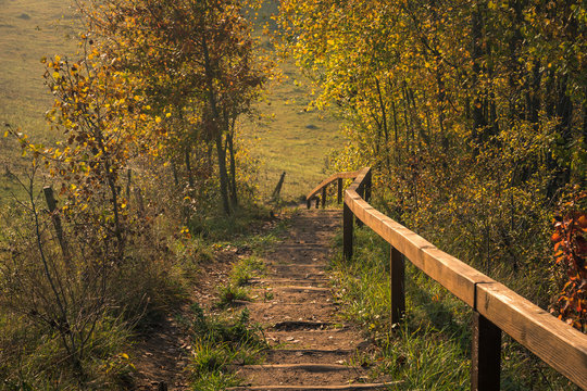 Trail on a beautiful autumn morning in Suwalski landscape park, Turtul, Podlaskie, Poland