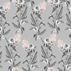 Seamless tropical flower pattern, watercolor.Flowers pattern. for textile, wallpaper, pattern fills, covers, surface, print, gift wrap, scarf, decoupage. Seamless pattern