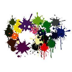 Colorful Mixed Paint Splash - Cartoon Vector Image