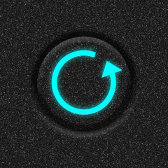 Closeup of dark reset switch with blue led symbol - 293568256