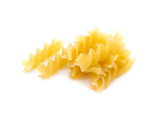 heap of pasta on white background