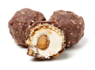 chocolate candy on white background