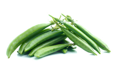 Fresh peas isolated on white background
