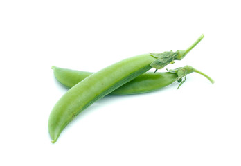 Fresh peas isolated on white background