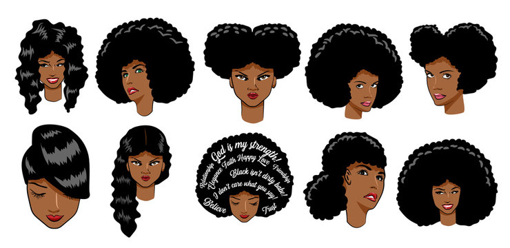 black women vector set clipart design