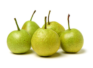yellow pears on white background