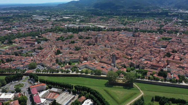 Aerial view of Lucca city. Tuscany. Italy. View from above