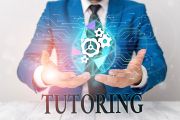 Writing note showing Tutoring. Business concept for An act of a demonstrating employed to...