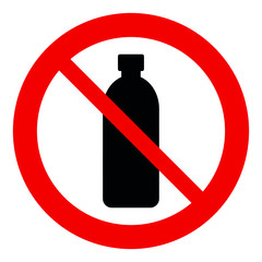  No bottle  vector. Not allow   bottle   sign. The red circle prohibiting sing 