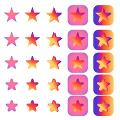 stars icon set isolated on white. flat design adapted for web sites and mobile applications. vector image