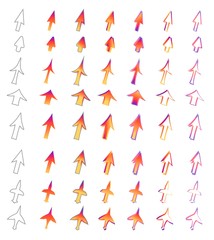 arrow cursor icon set. flat design adapted for web sites and mobile applications. vector image