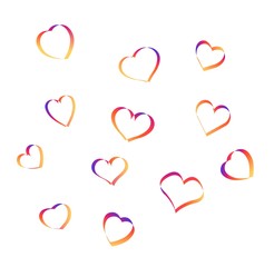 hearts icon set isolated on white. flat design adapted for web sites and mobile applications. vector image
