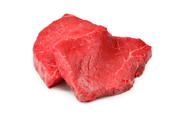 Beef steak isolated on white background.