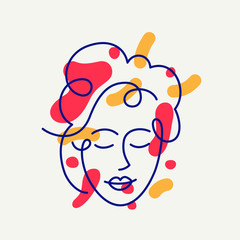 Fashion Logo designs template. Girl's face on a white background. Vector illustration.