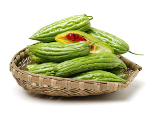 Bitter melon , Bitter gourd on white background