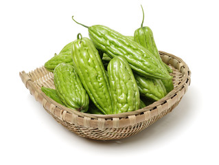 Bitter melon , Bitter gourd on white background