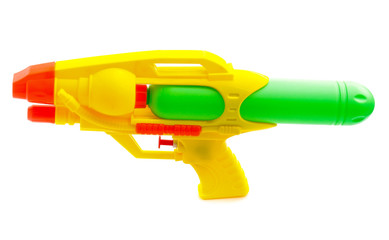 Plastic water gun isolated on white background