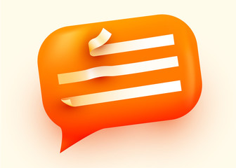 Orange glossy speech bubble illustration. Social network communication concept.