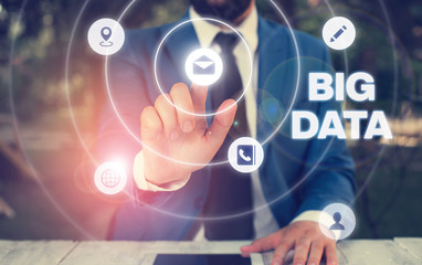 Text sign showing Big Data. Business photo showcasing sets that so complex that traditional software cant deal with them