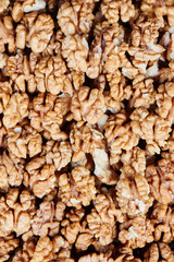 Background of walnuts closeup