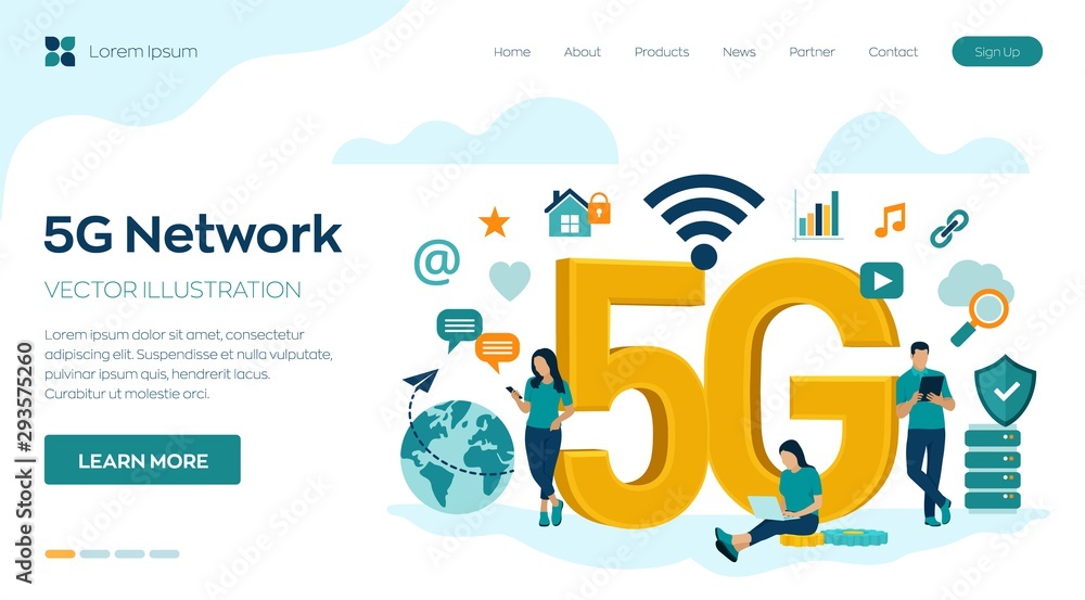 Poster 5g network internet mobile technology concept. 5g wireless systems and internet of things . high-spe