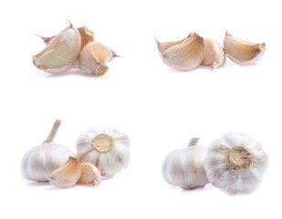 garlic isolated on white background (set  mix   collection)