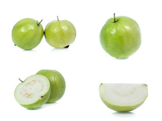 Guava isolated on white background(set)