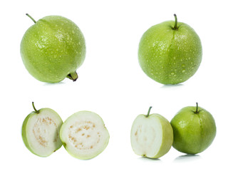 Guava isolated on white background(set)
