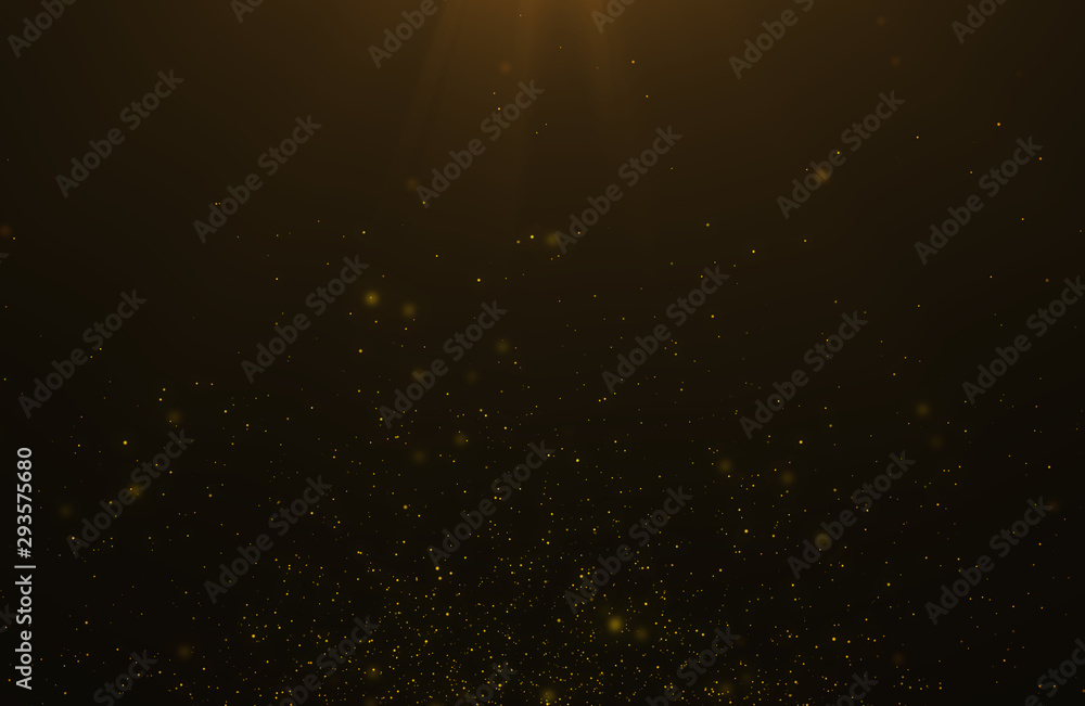Wall mural abstract background of flickering gold particles and light flare
