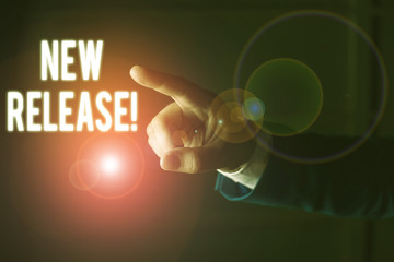 Word writing text New Release. Business photo showcasing announcing something newsworthy recent...