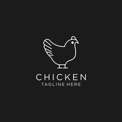 Chicken logo template  stylized vector symbol Design  on black background 