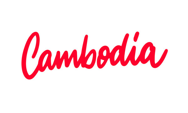 Cambodia country text. Hand lettering inscription. Vector illustration.