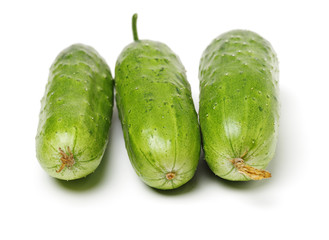 Green cucumber on the white background
